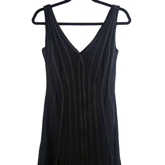 Tadashi Shoji Illusion Dress Cocktail Flare Midi Size XS‎ Plunged Back - Picture 4 of 10
